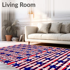 Navy Blue Stars Red White Stripes Rug