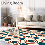 Terracotta Teal Geometric Abstract Rug