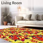 Vibrant Red Abstract Creature Garland Rug