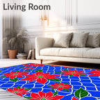 Bright Red Poinsettia Overlay Rug