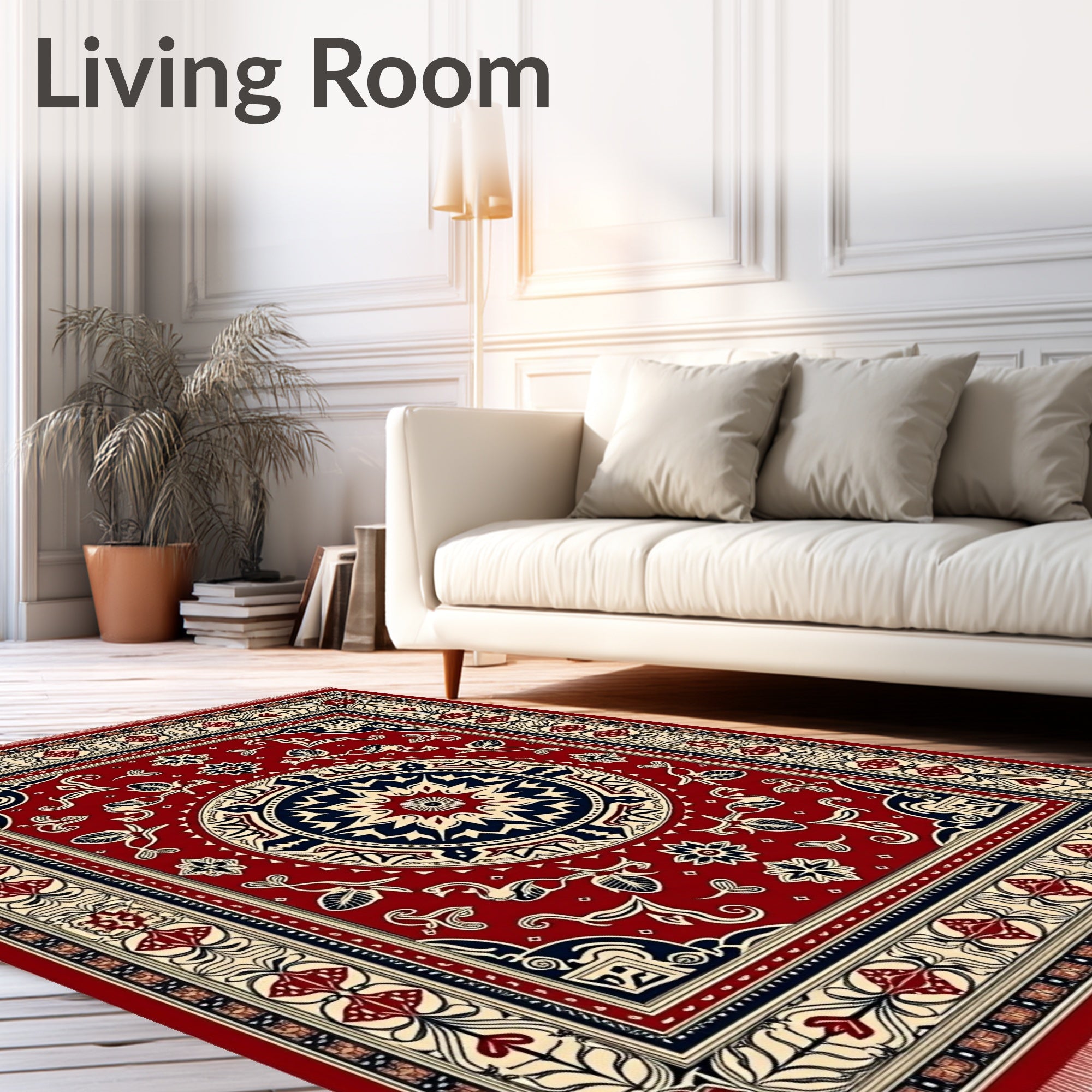 Crimson medallion floral Rug