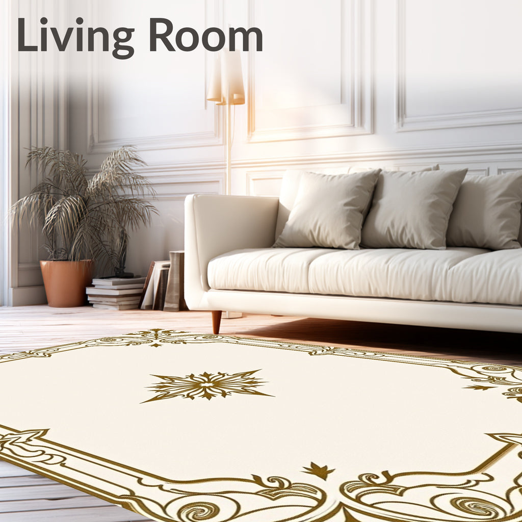 Ornate Gold Border Starburst Rug
