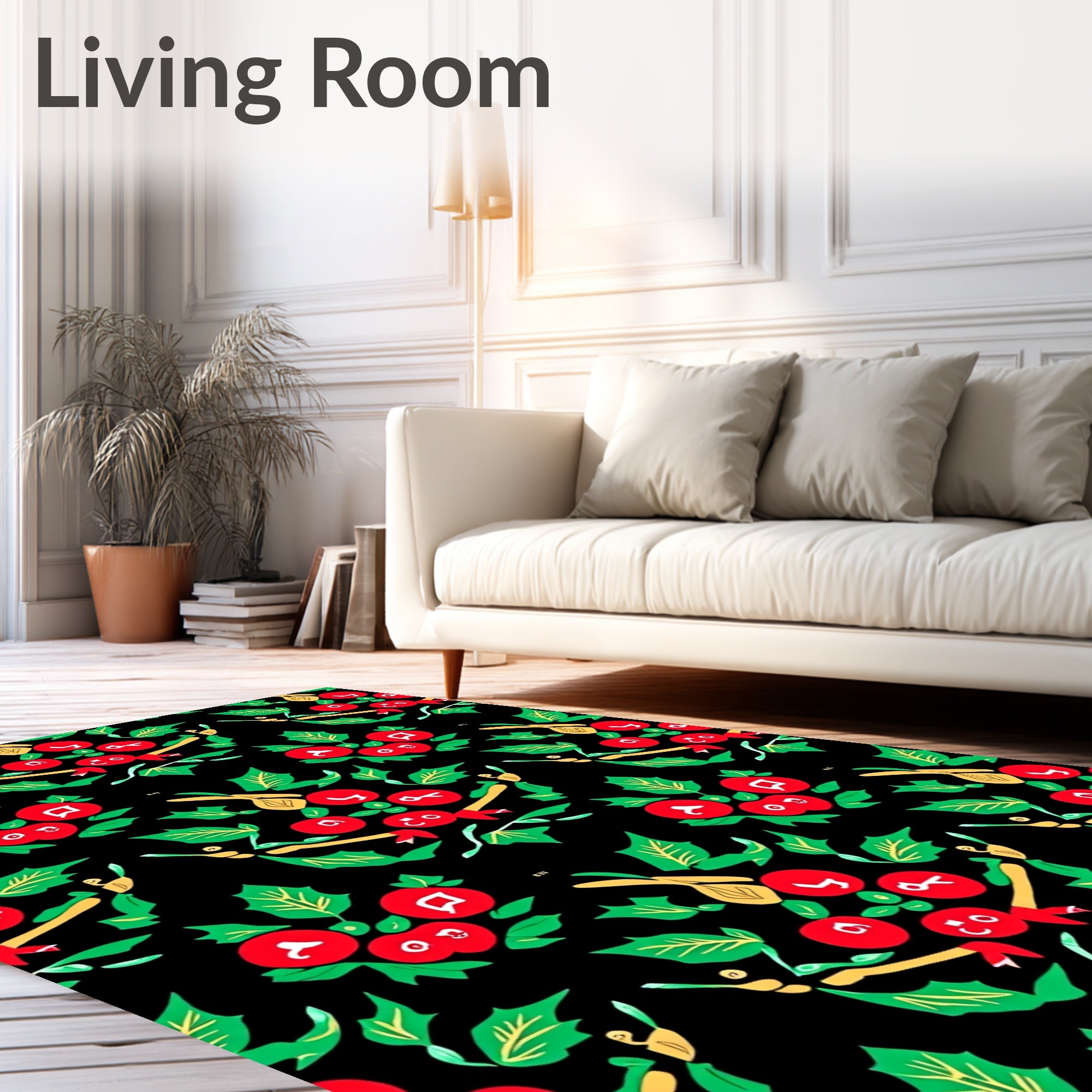Festive Red Holly Berry Clusters Rug