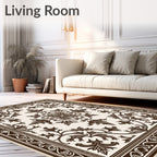 Ornate Brown Floral Medallion Square Rug