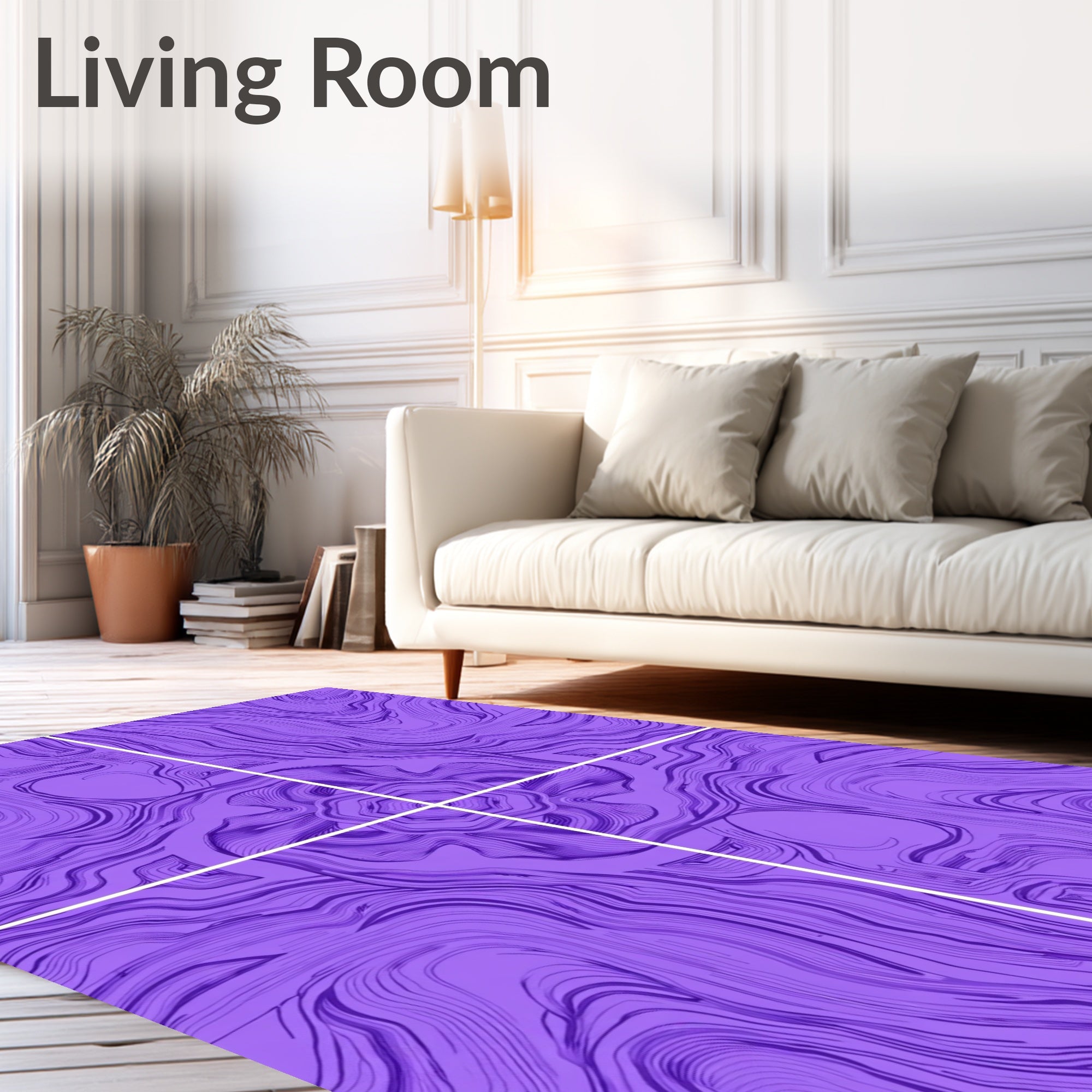 Deep Violet Swirl Mandala Rug