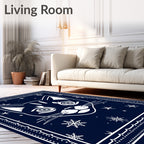 Dark Blue Snowfall Cat Face Rug