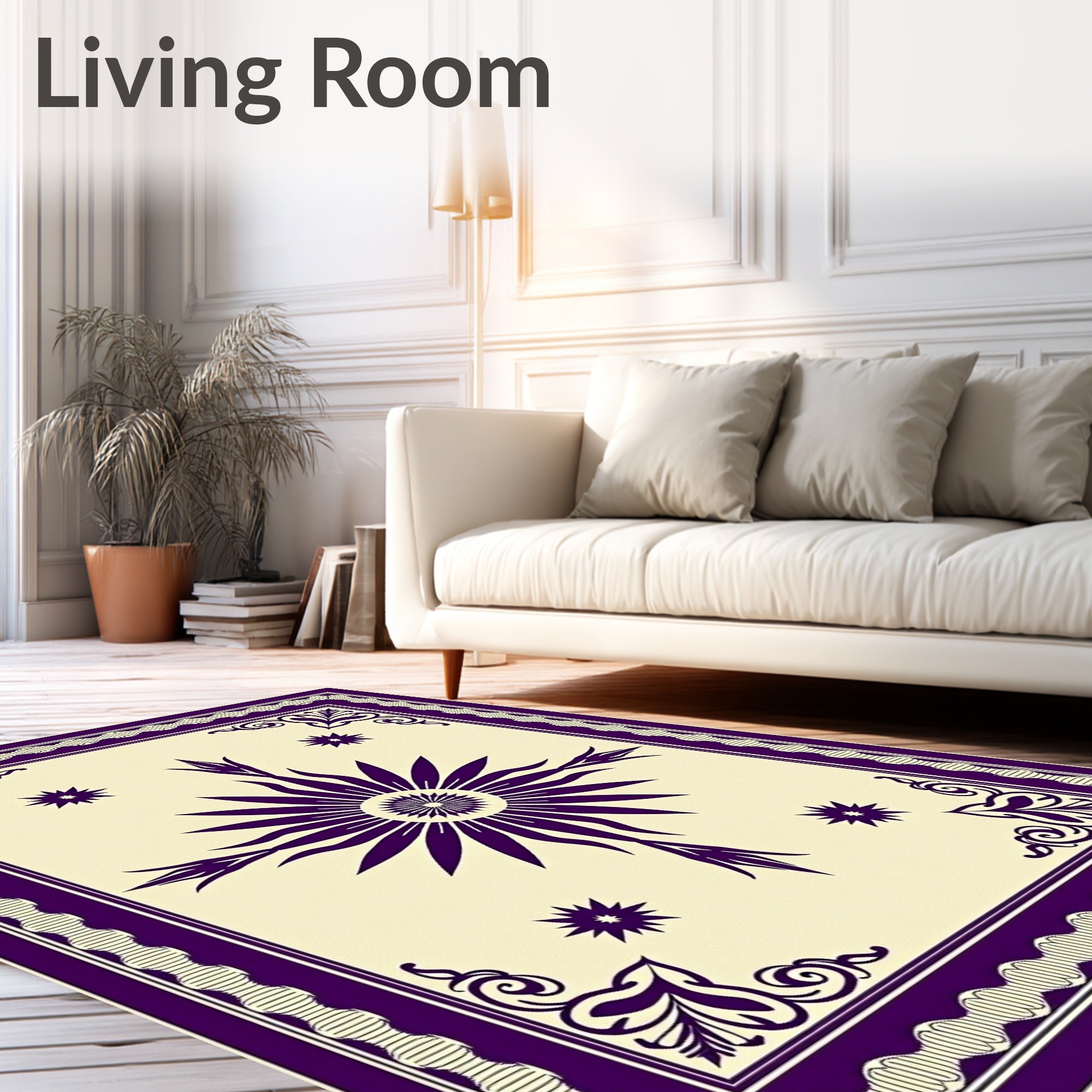 Deep Plum Sunburst Medallion Rug