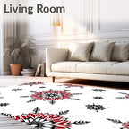 Red and Black Snowflake Medallion Rug