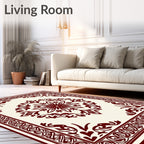 Crimson Medallion Ornamental Border Rug