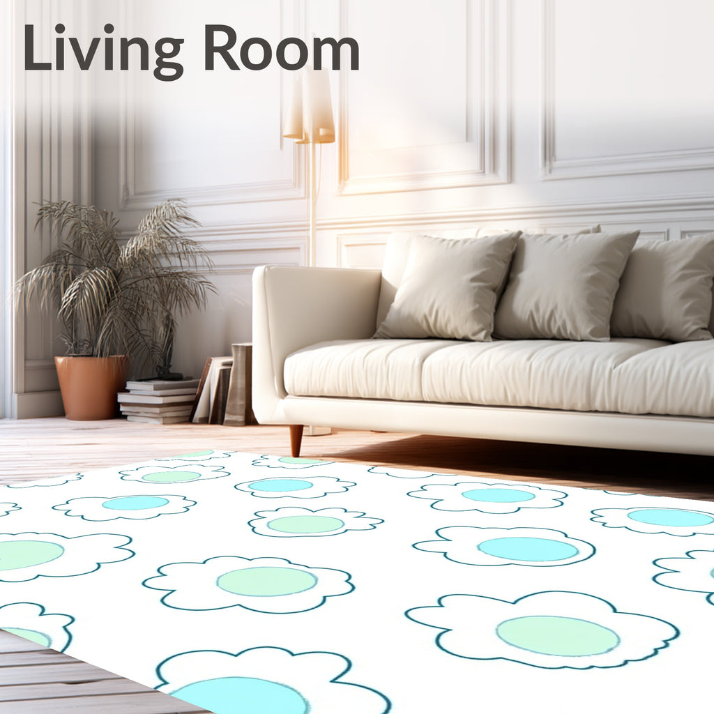 Soft Blue Mint Cloudburst Shapes Rug