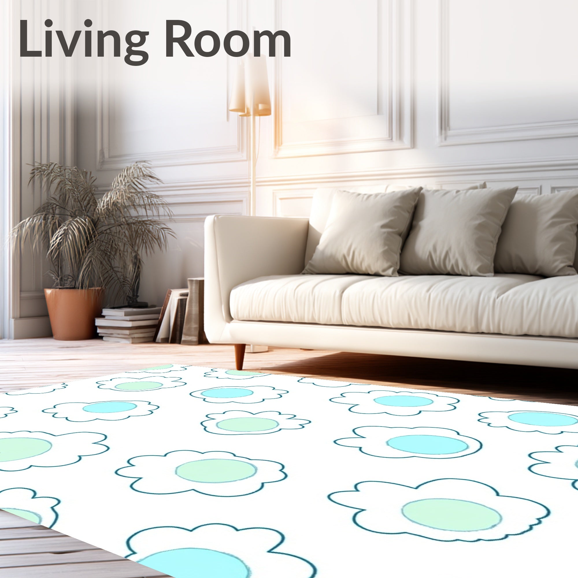 Soft Blue Mint Cloudburst Shapes Rug