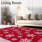 Red White Snowflake Scatter Rug