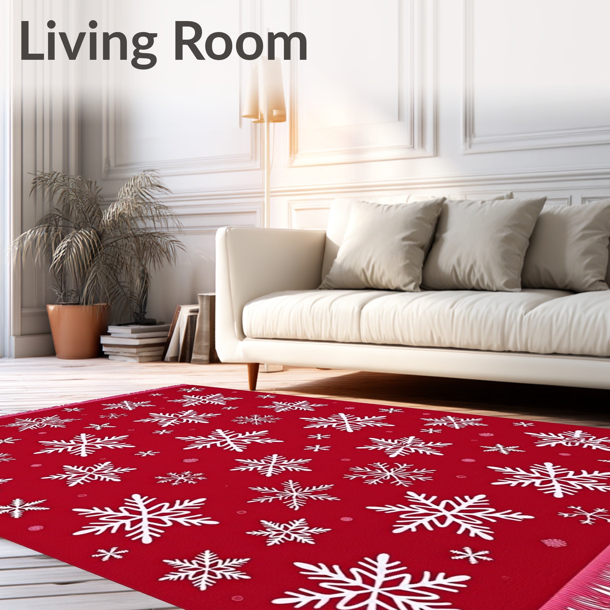 Red White Snowflake Scatter Rug