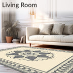 Gray Floral Medallion Bordered Rug