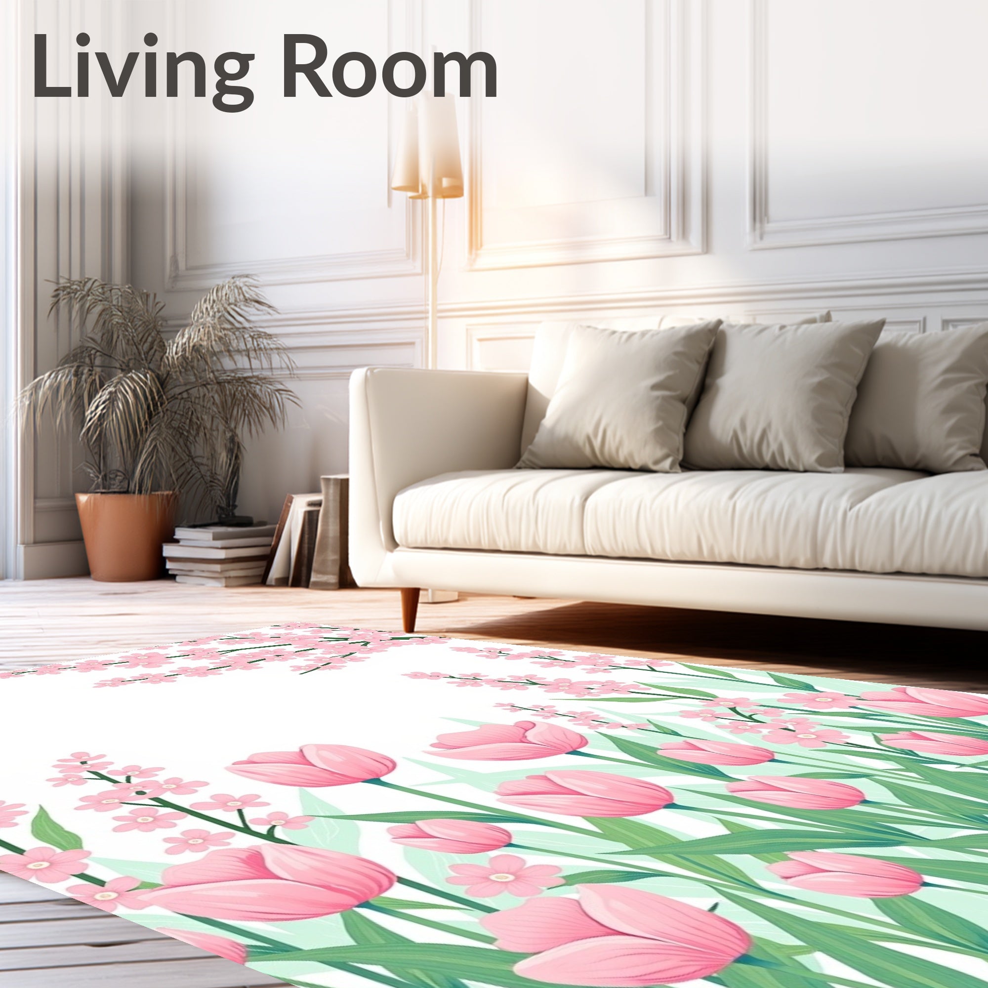 Pink Tulip Blossom Garden Rug