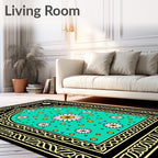 Teal Daisy Garden Arch Rug
