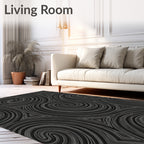 Monochrome Swirl Triangles Abstract Rug