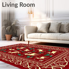 Reindeer Holly Festive Border Rug
