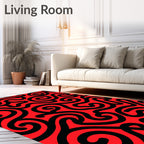 Bold Crimson Wavy Abstract Rug