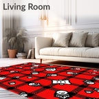 Red Black Plaid Grinning Figures Rug