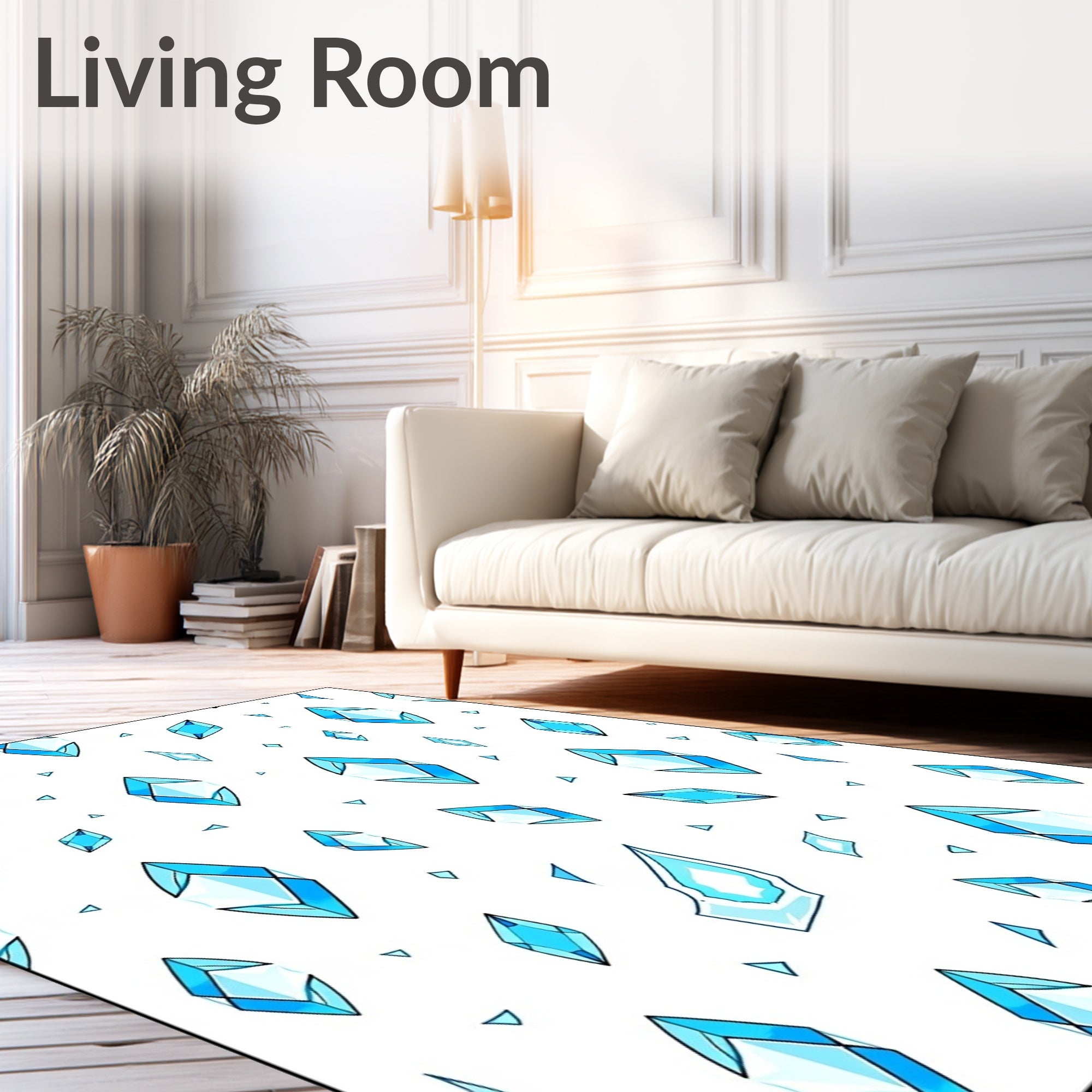 Aqua Faceted Crystal Scatter Rug