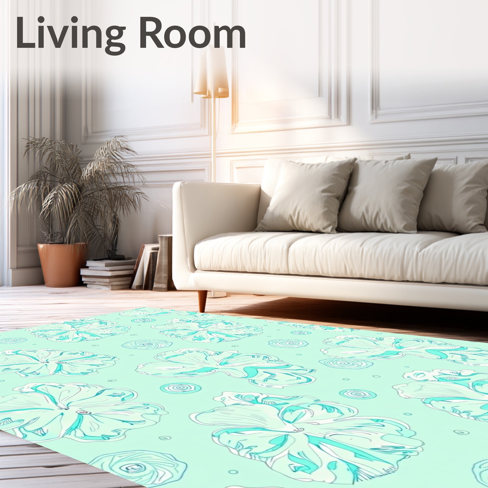 Mint Green Floral Swirl Delight Rug