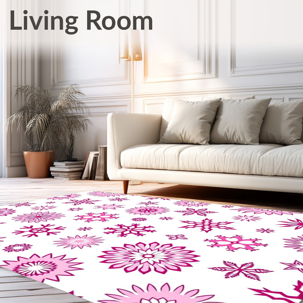 Pink Snowflake Medallion Scatter Rug