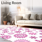 Pink Snowflake Medallion Scatter Rug