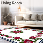 Classic Crimson Pink Floral Garland Rug