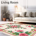 Pink Floral Garden Border Arrangement Rug