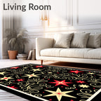 Crimson Gold Star Floral Swirl Rug