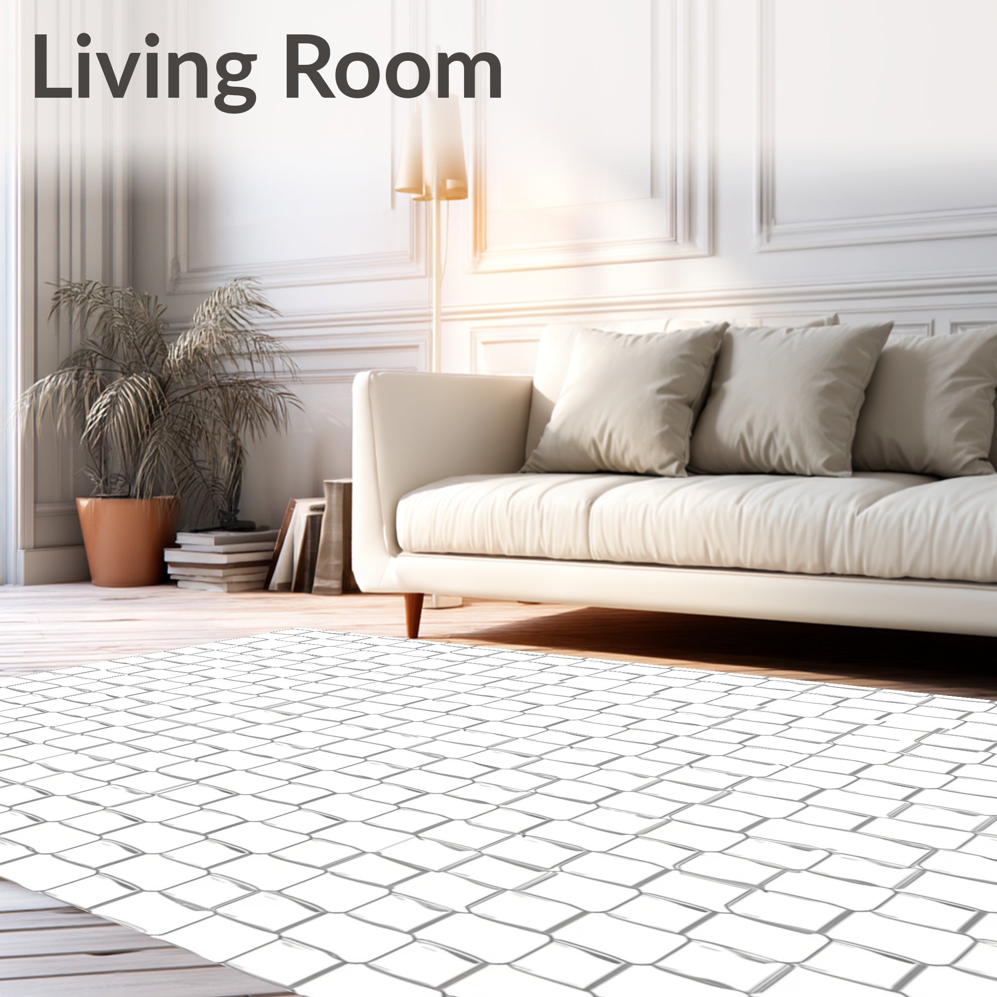 Monochrome Woven Square Grid Rug