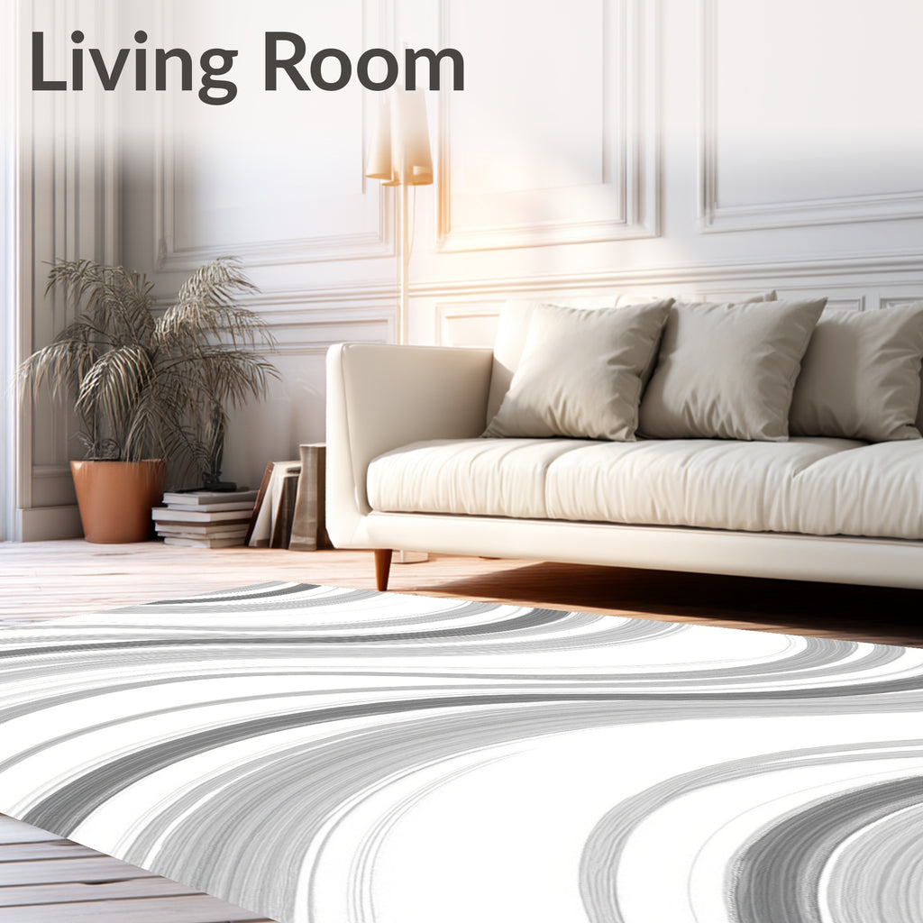 Modern Gray Swirl Ribbons Rug
