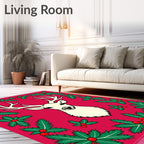 Crimson Reindeer Holly Border Rug