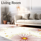 Red Yellow Starburst Firework Scatter Rug