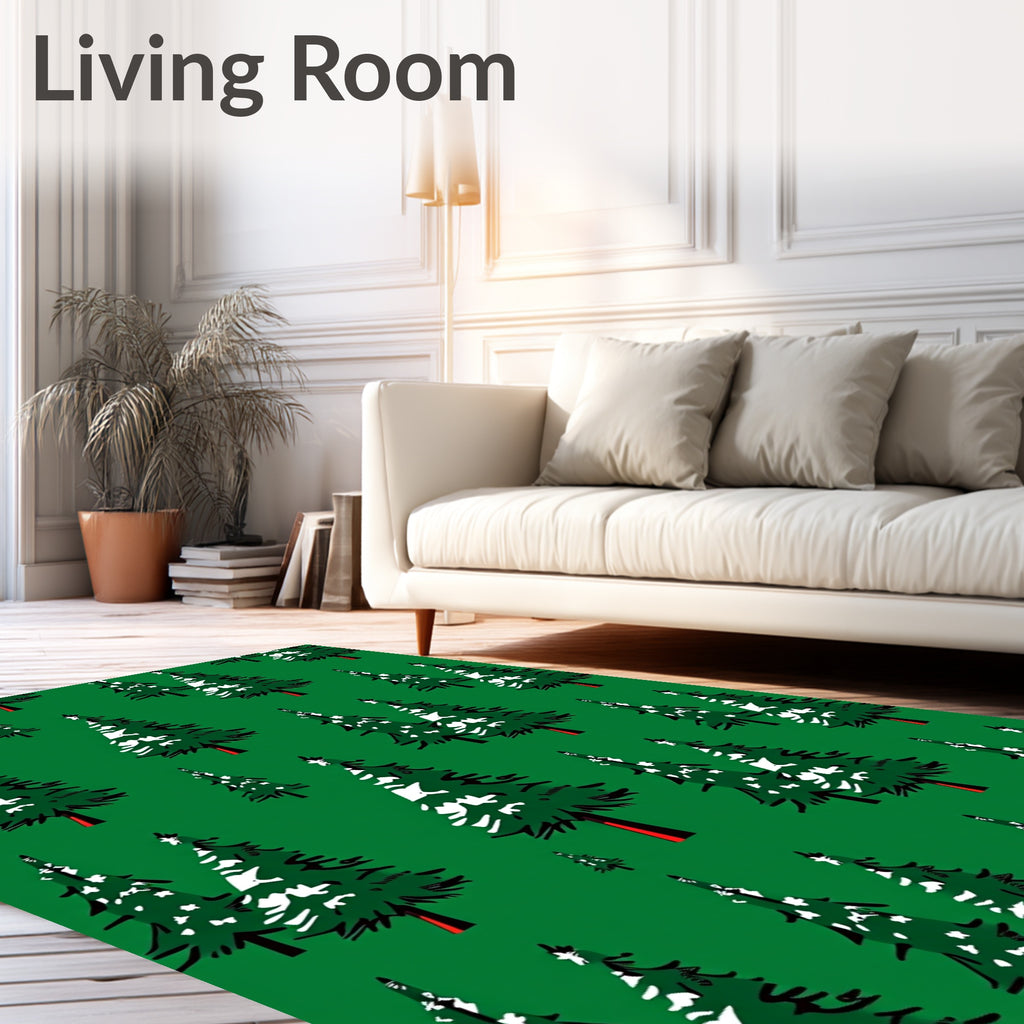 Emerald Forest Pine Trees Rug