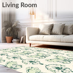 Green Floral Damask Repeating Art Rug