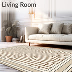 Geometric Brown Maze Linear Rug