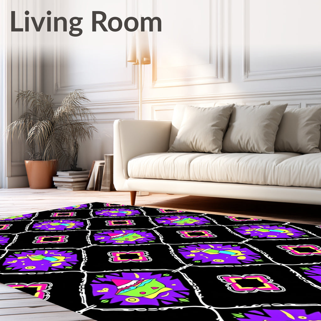 Vibrant Purple Whimsical Diamond Rug