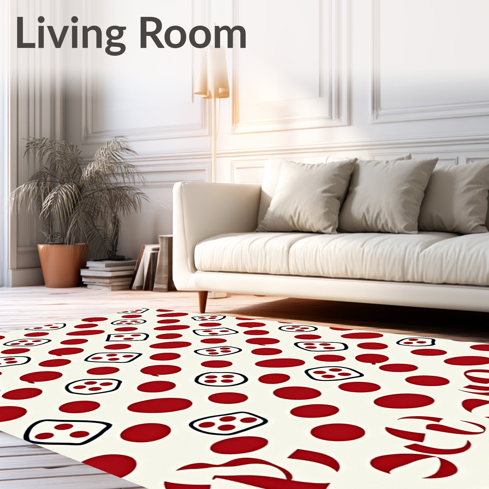 Red Polka Dots Dice Scatter Rug