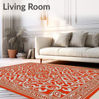 Classic Red White Intricate Floral Rug