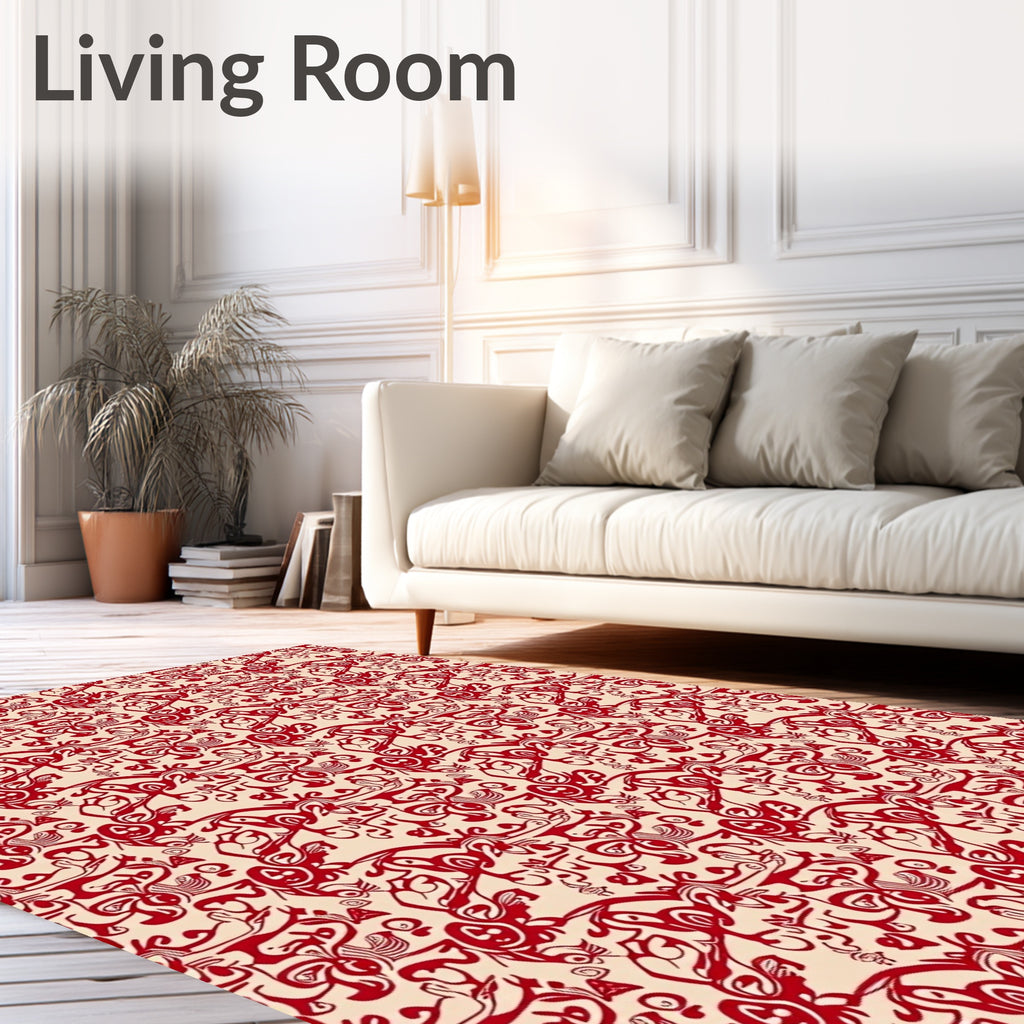 Crimson Swirl Abstract Repeating Pattern Rug