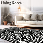 Monochromatic Bold Ornate Square Rug