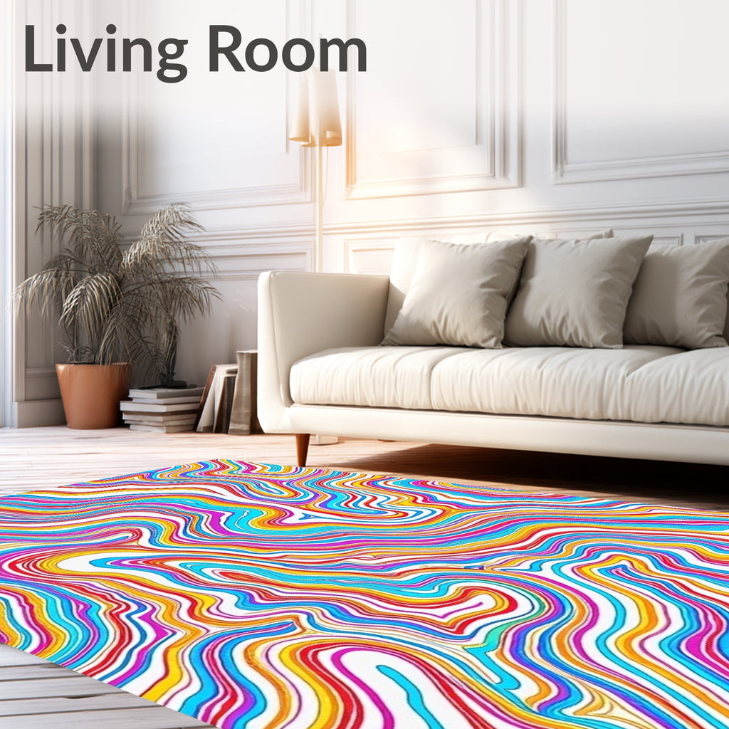 Colorful Abstract Swirl Lines Rug