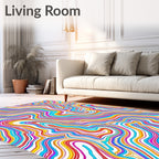 Colorful Abstract Swirl Lines Rug