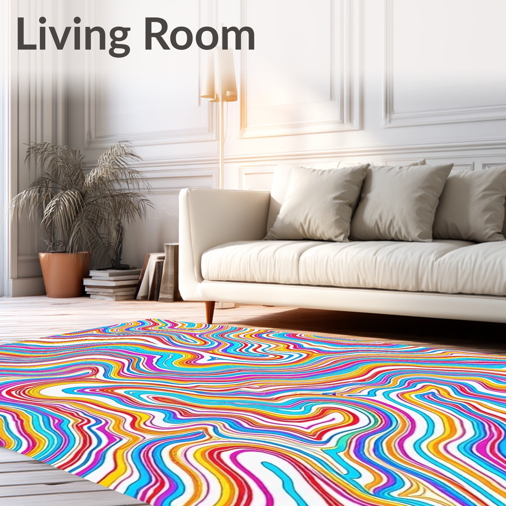 Colorful Abstract Swirl Lines Rug