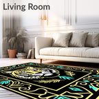Bold Yellow Tiger Tribal Frame Rug