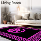 Vibrant Pink Geometric Circular Frame Rug
