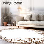 Brown Floral Swirl Mandala Rug