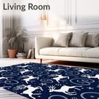 Winter White Reindeer Snowflake Swirls Rug